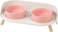 Elevated Ceramic Cat & Dog Bowl Set with Splash Guard, Non-Slip Stand (2x480ml) - BIG FRENCHIES