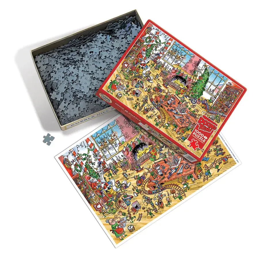 Elves at Work Doodle Town 1000 Piece Jigsaw Puzzle Cobble Hill