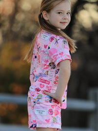 Pink TS Lapel Button Short Sleeve Shorts Pajama Set - BIG FRENCHIES