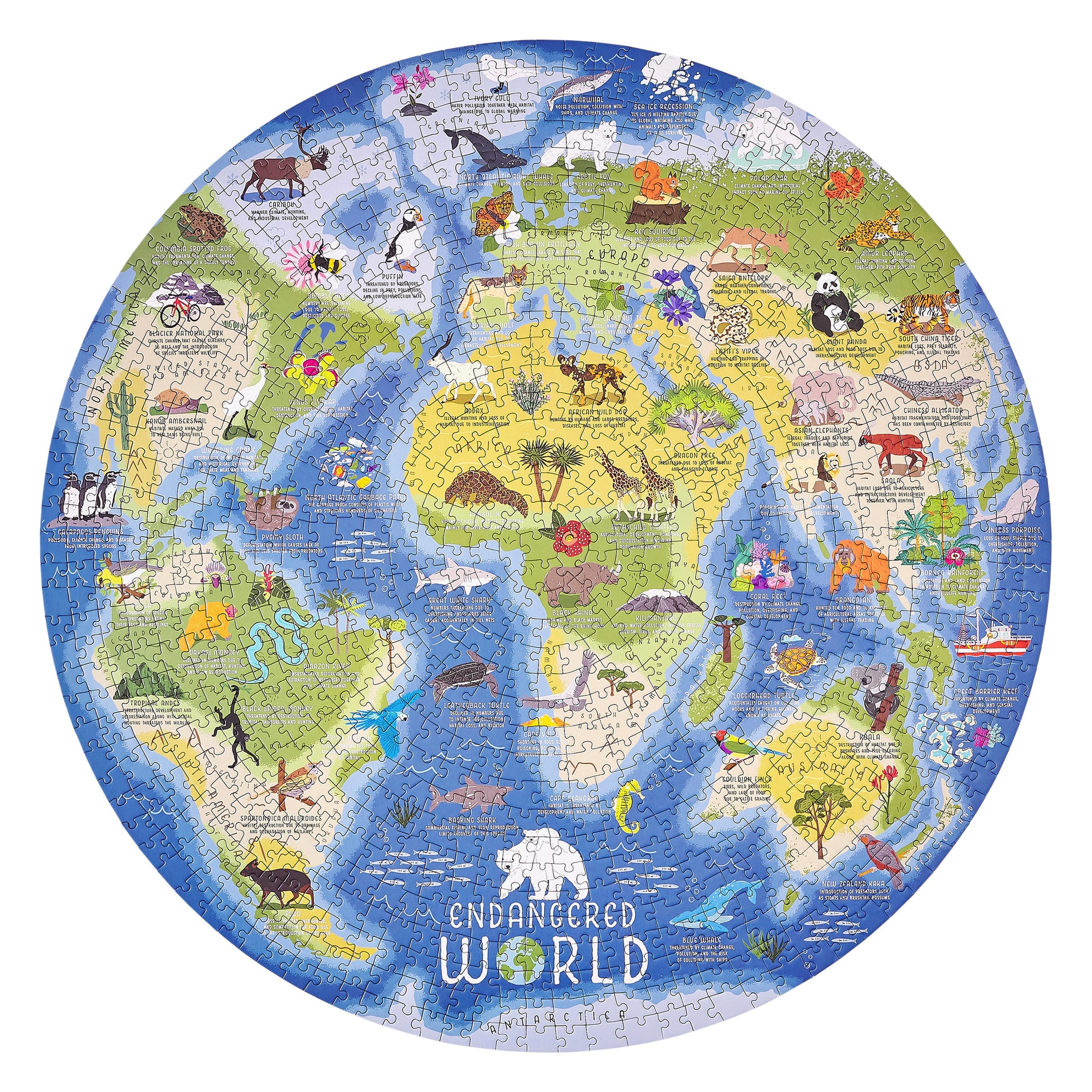 Endangered World 1000 Piece Round Jigsaw Puzzle Ridley