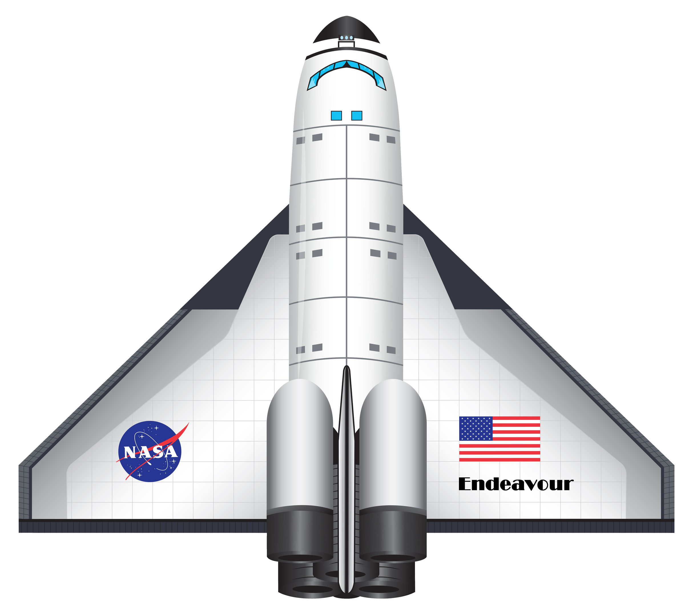 FlightZone Space Shuttle Endeavour 2D Nylon Kite, 52 Inches Wide