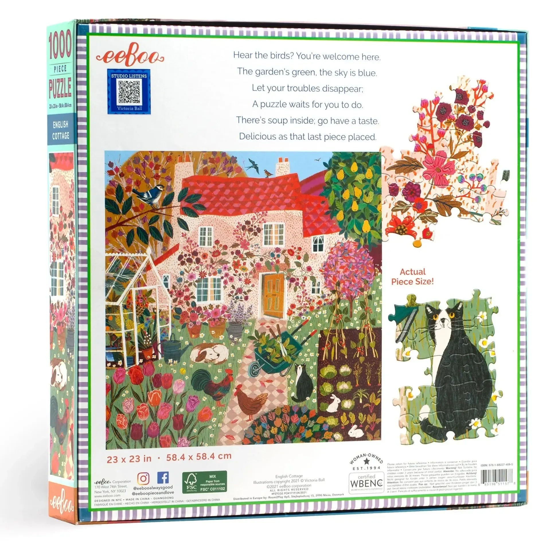 English Cottage 1000 Piece Jigsaw Puzzle eeBoo - BIG FRENCHIES