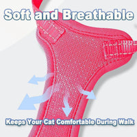 Escape Proof Cat Harness Leash Reflective Adjustable Vest Soft Breathable