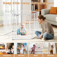 Extra Wide Baby Gate Fits 34.5-154" Openings 6-Panel Adjustable Pet Safety Fence