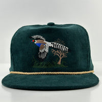 Pheasant Green Cordaroy SnapBack Cap Hat Rope Hunting Custom Embroidered