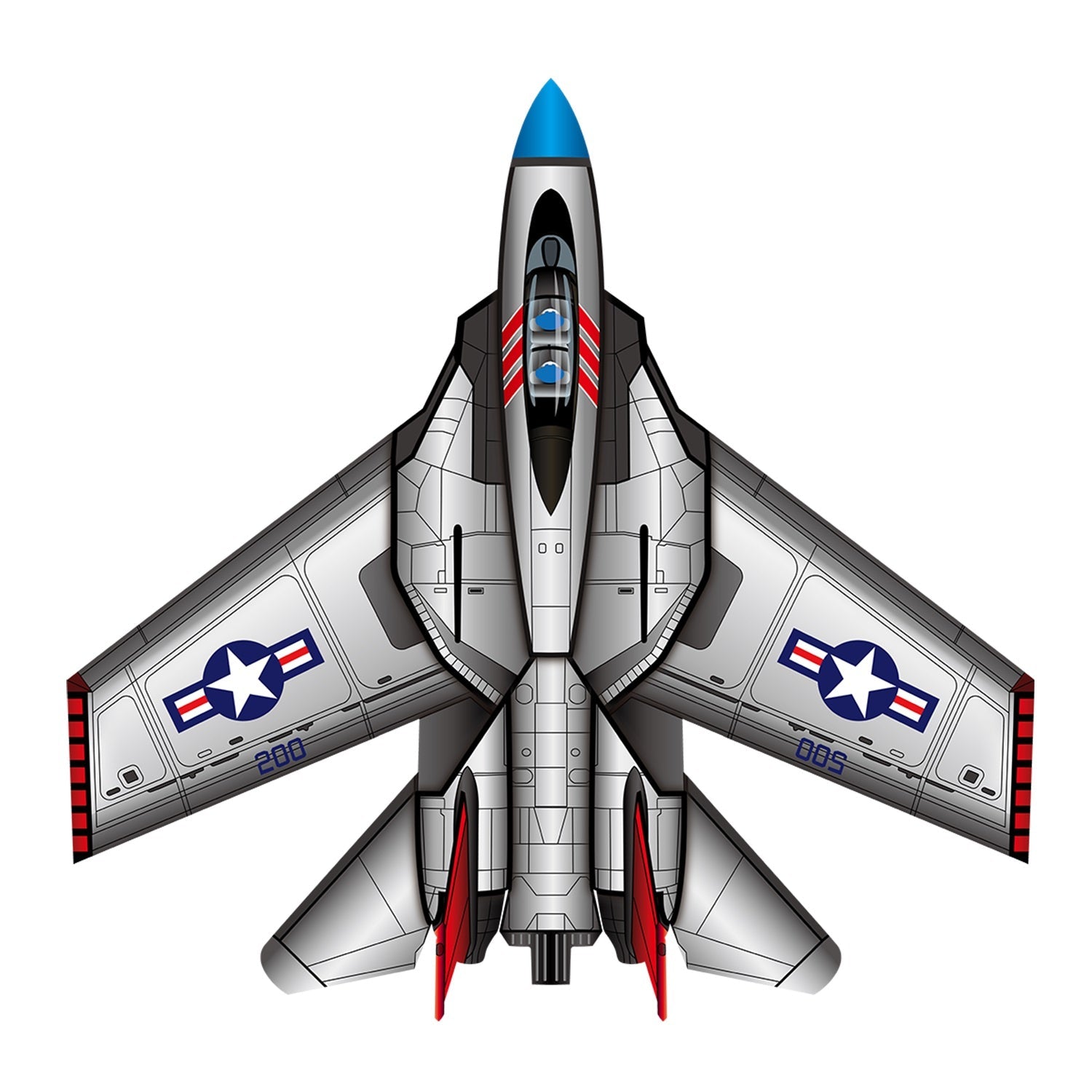 SuperSized Fighter Jet Nylon Kite w/ 3D Cockpit, 57 Inches Wide