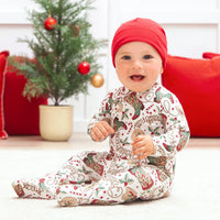 Western Christmas Baby Bamboo Zipper Romper - Cowboy Holiday - BIG FRENCHIES