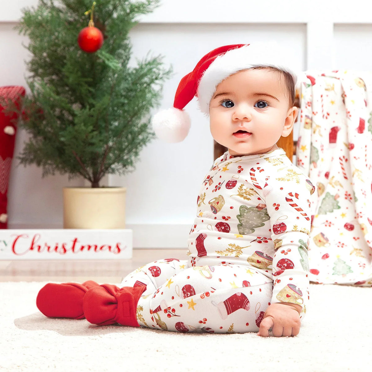 Bamboo Holiday Baby Zip Romper – Christmas One-Piece Pajamas - Noel - BIG FRENCHIES
