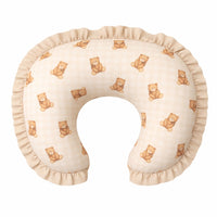 Beige Teddy Gingham Ruffle Nursing Pillow Cover