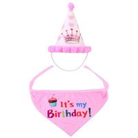 2Pcs/Set Dog Hat Bib Dog Birthday Bandana Scarf Adjustable Bandana Neckerchief Cat Dog Birthday Bib Hat Pet Supplies