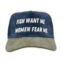 FISH WANT ME WOMEN FEAR ME Vintage Custom Embroidered FUNNY