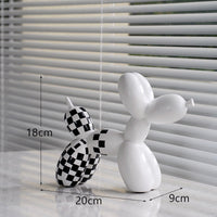 New black and white plaid balloon dog ornaments creative TV cabinet wine cabinet living room porch resin crafts