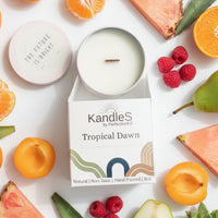 Tropical Dawn Luxury Candle | 8oz Non-Toxic Soy Candle with Wooden Wick | Clean Burn