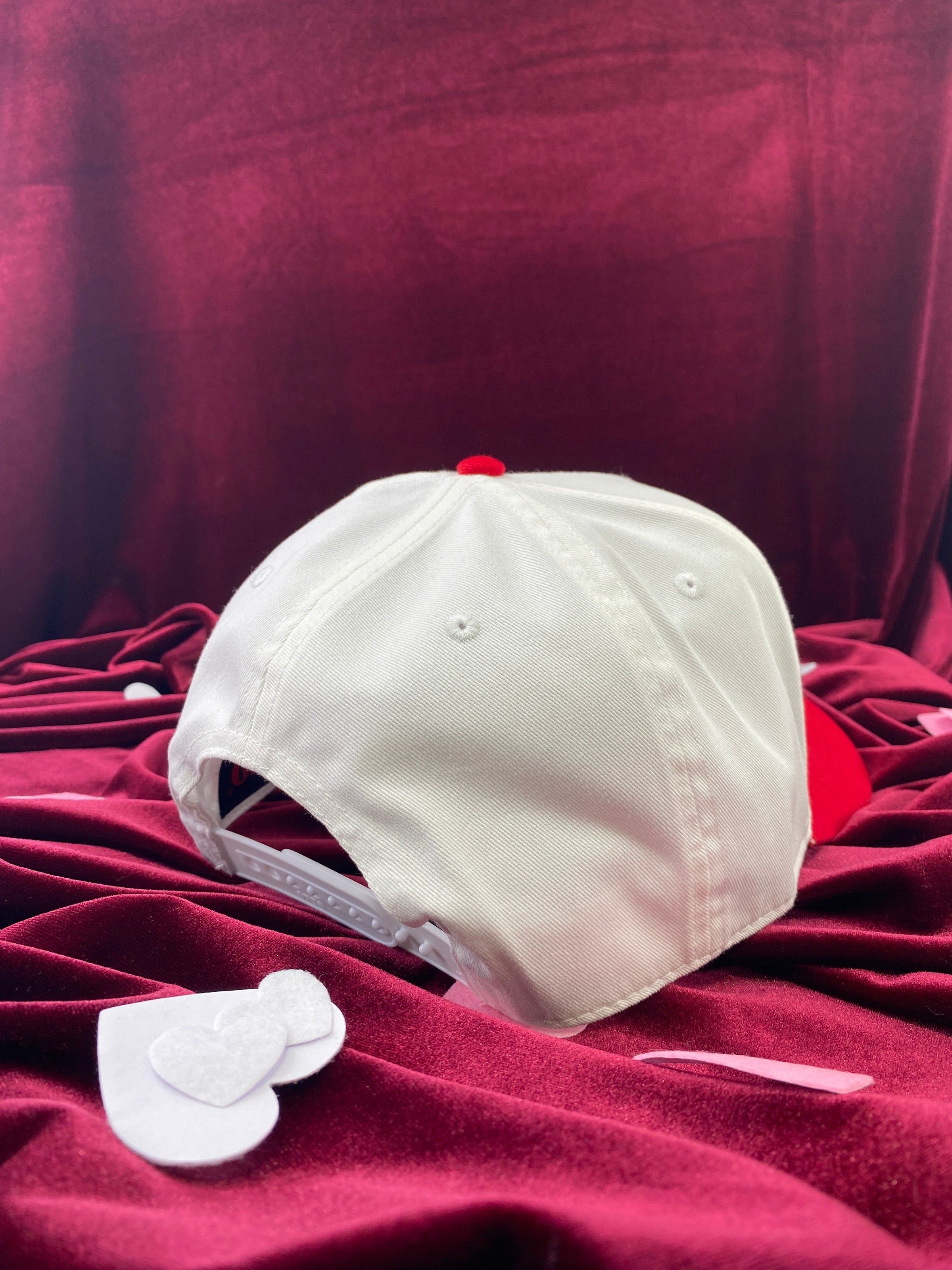 PLEASE STAY AWAY FROM ME I HAVE A GIRLFRIEND White/red Midcrown Snapback Custom Embroidered Cap Hat