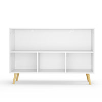 Kids bookcase with Collapsible Fabric Drawers Children's Book Display Toy Storage Cabinet Organizer White/Blue