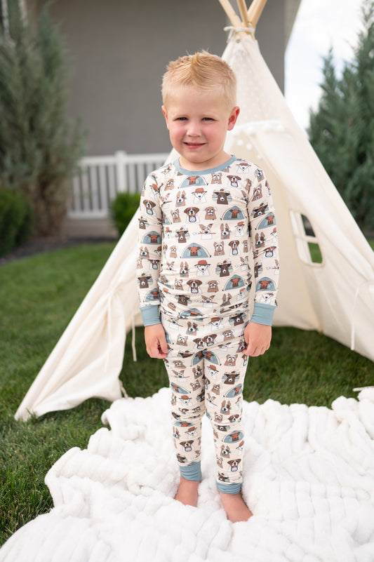 Camp Paws (Long Sleeve PJ) - Blue - BIG FRENCHIES