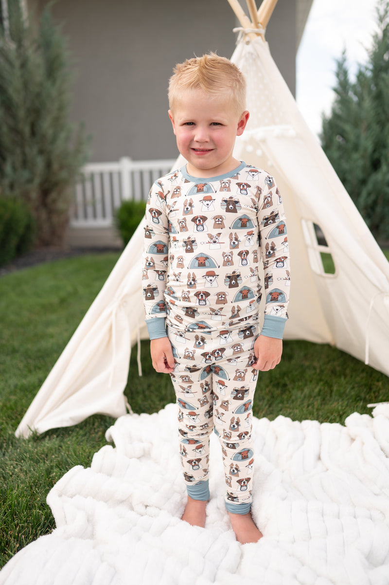 Camp Paws (Long Sleeve PJ) - Blue - BIG FRENCHIES
