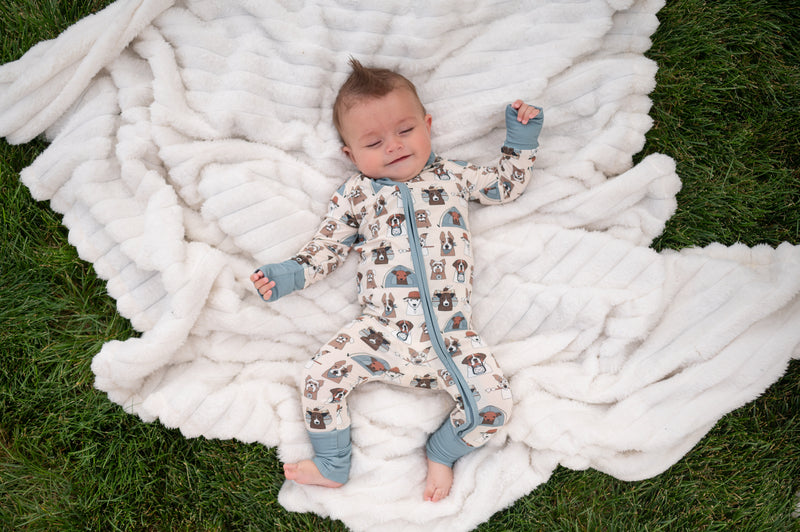 Camp Paws (Convertible Zip Footies) - Blue - BIG FRENCHIES