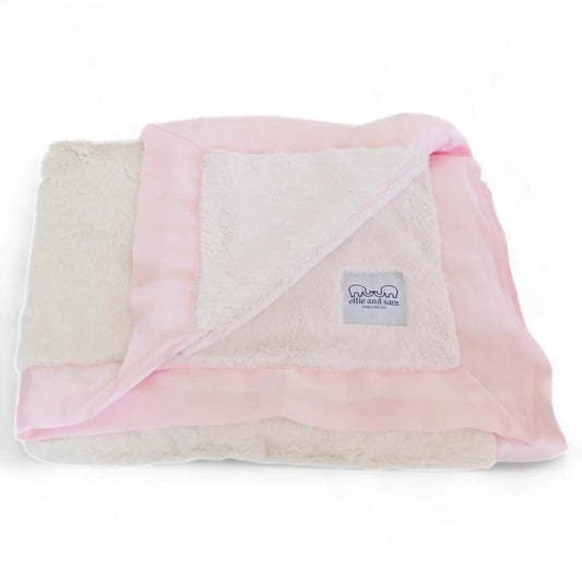Luxury Duo Satin Border Blanket - Pink/Ivory - BIG FRENCHIES