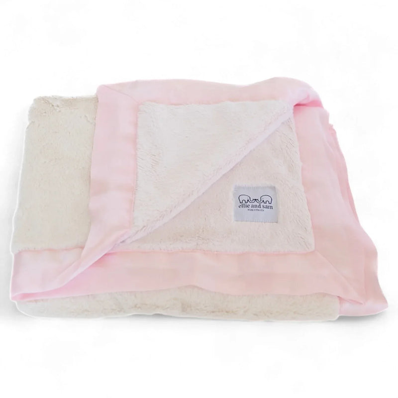 Luxury Duo Satin Border Blanket - Pink/Ivory - BIG FRENCHIES