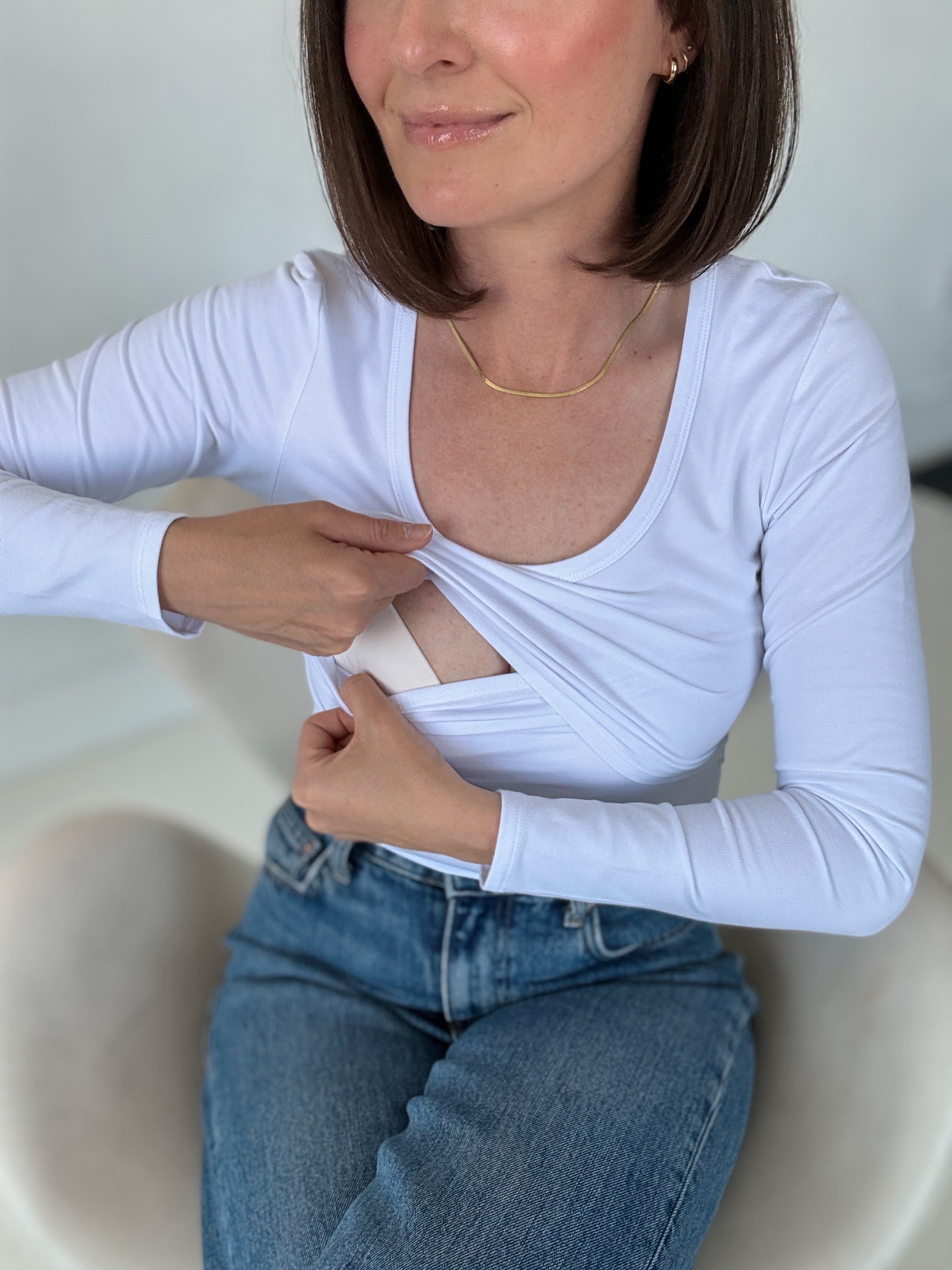 Little Breastfeeding Top - White