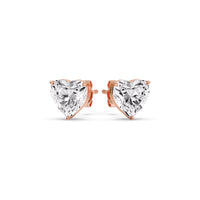 3 Prong Heart Shaped Diamond Solitaire Stud Earring in Basket Setting