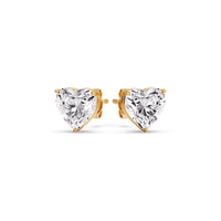 3 Prong Heart Shaped Diamond Solitaire Stud Earring in Basket Setting