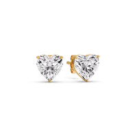 3 Prong Heart Shaped Diamond Solitaire Stud Earring in Basket Setting