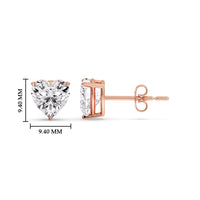 3 Prong Heart Shaped Diamond Solitaire Stud Earring in Basket Setting