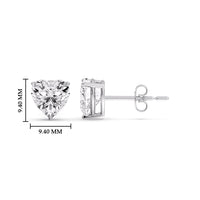 3 Prong Heart Shaped Diamond Solitaire Stud Earring in Basket Setting