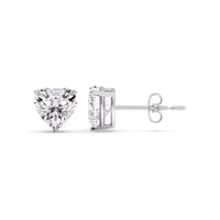 3 Prong Heart Shaped Diamond Solitaire Stud Earring in Basket Setting