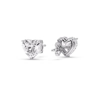 3 Prong Heart Shaped Diamond Solitaire Stud Earring in Basket Setting