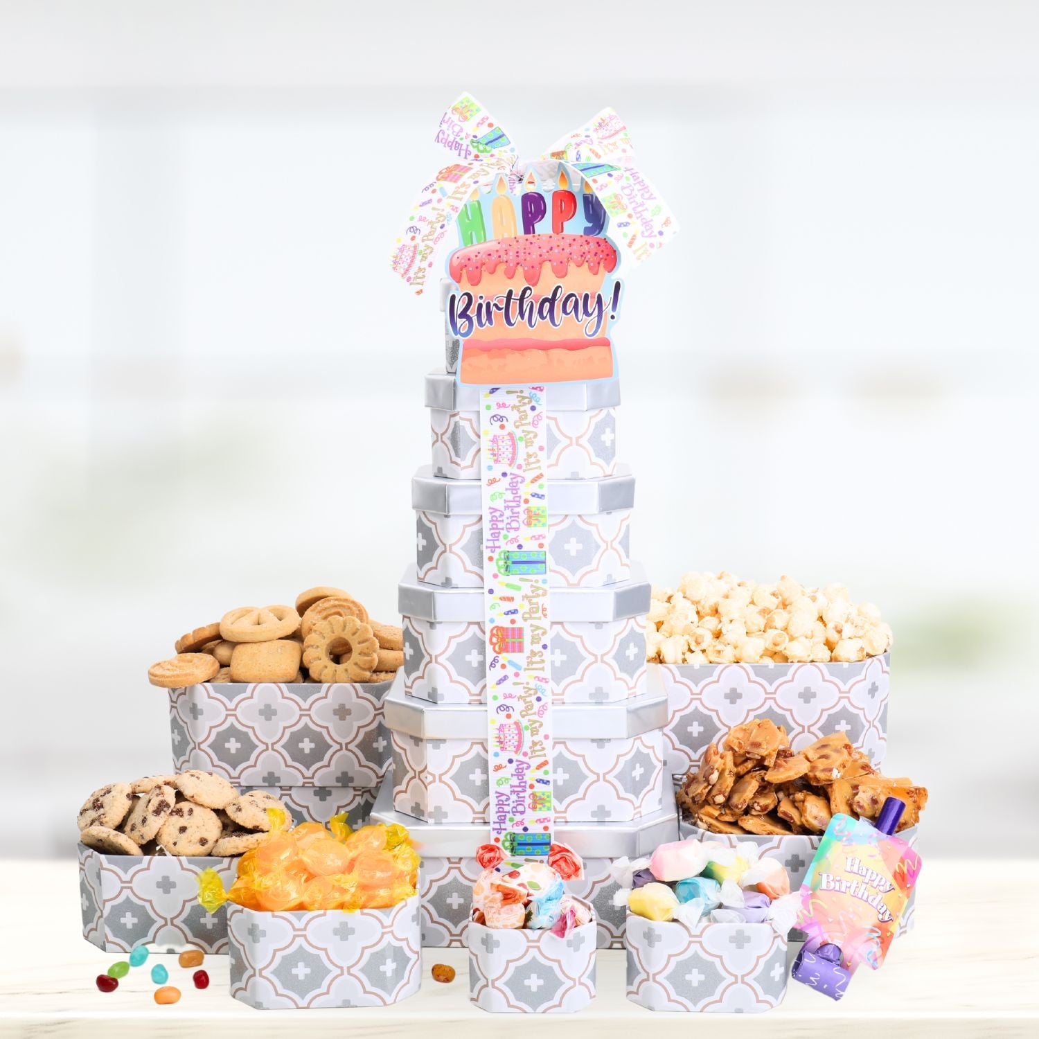 Happy Birthday Gift Tower of Treats
