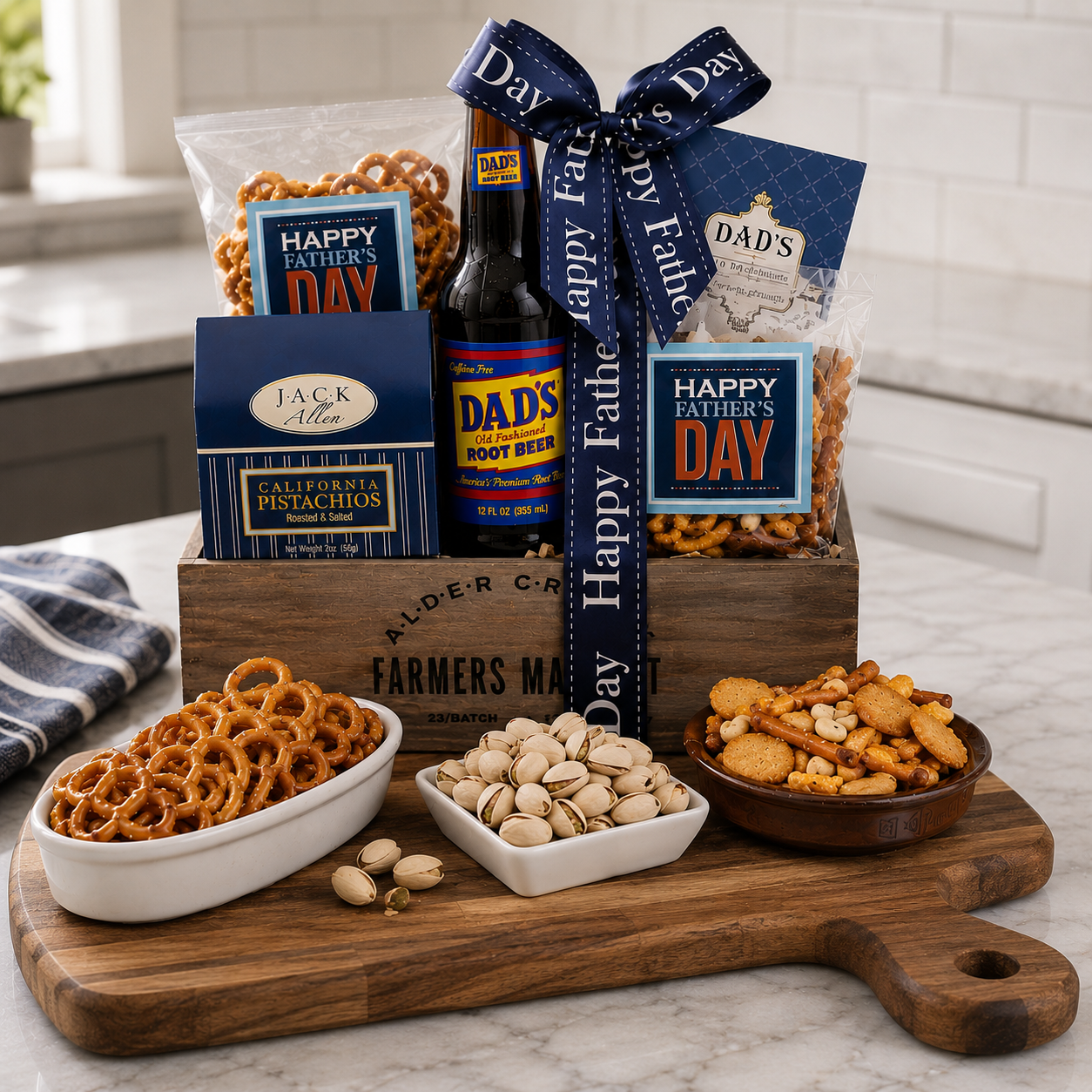 Father's Day Gift Basket with Gourmet Snacks