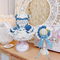 High quality handmade dog dresses denim+hat