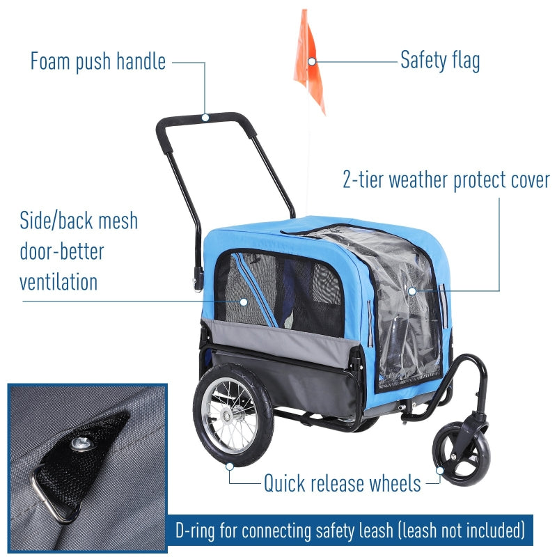 2-in-1, 3 Wheel Pet Jogging Stroller Bike Trailer - BIG FRENCHIES