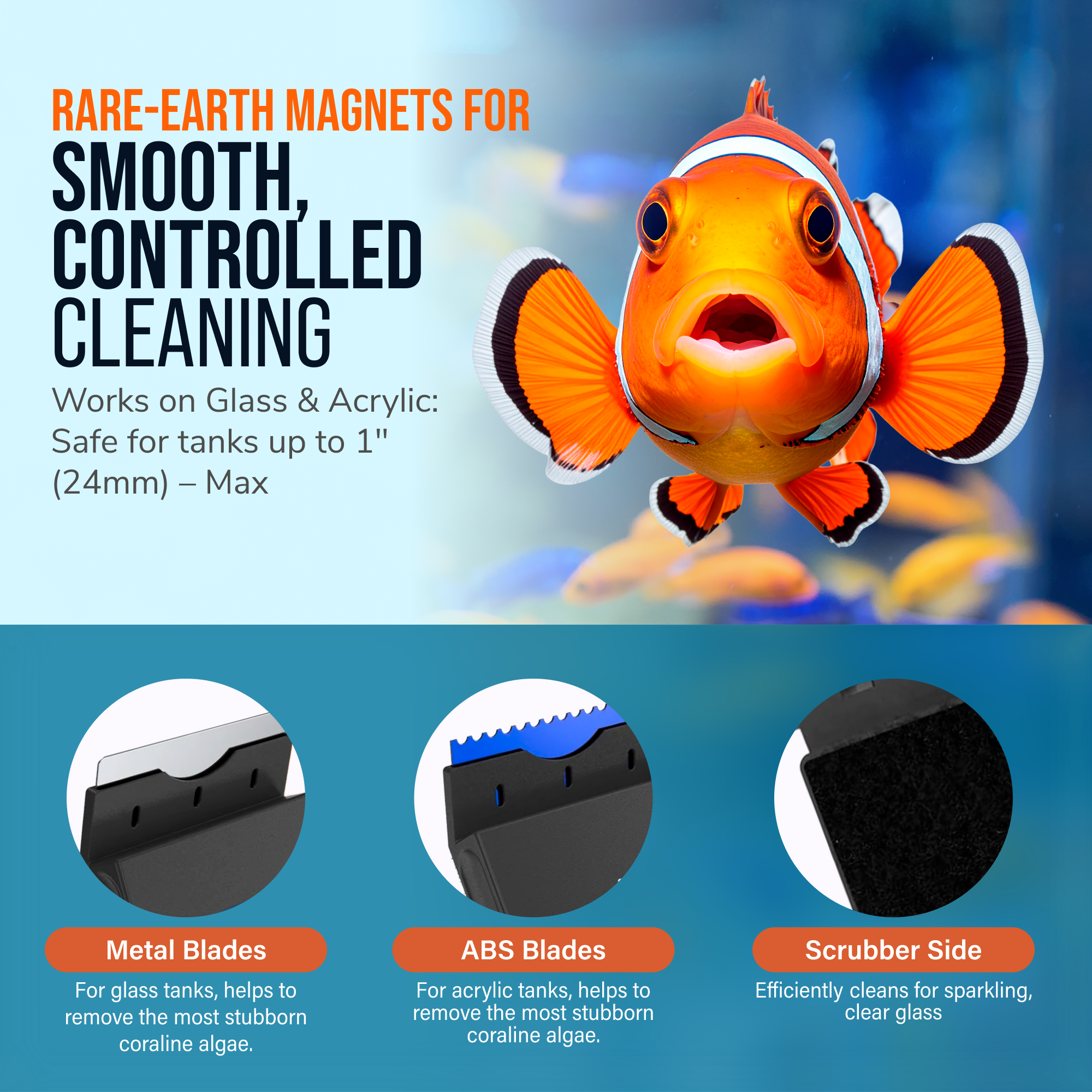 Flipper Edge 2 in 1 Floating Magnetic Aquarium Algae Cleaner (MAX)