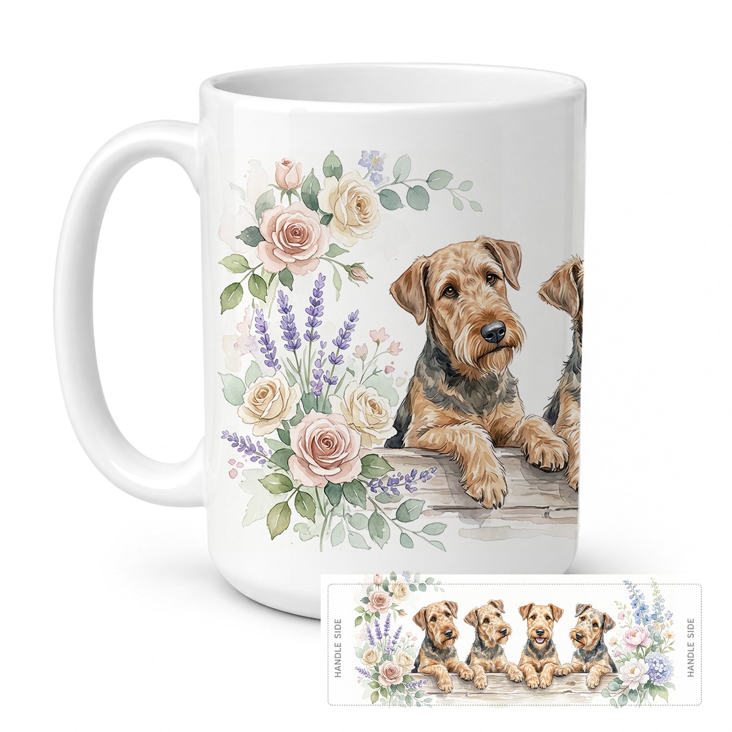 Airedale Terrier Ceramic Coffee Mug 15 oz Decorative Large C Handle Mug Cup for Tea, Cocoa Hot Chocolate