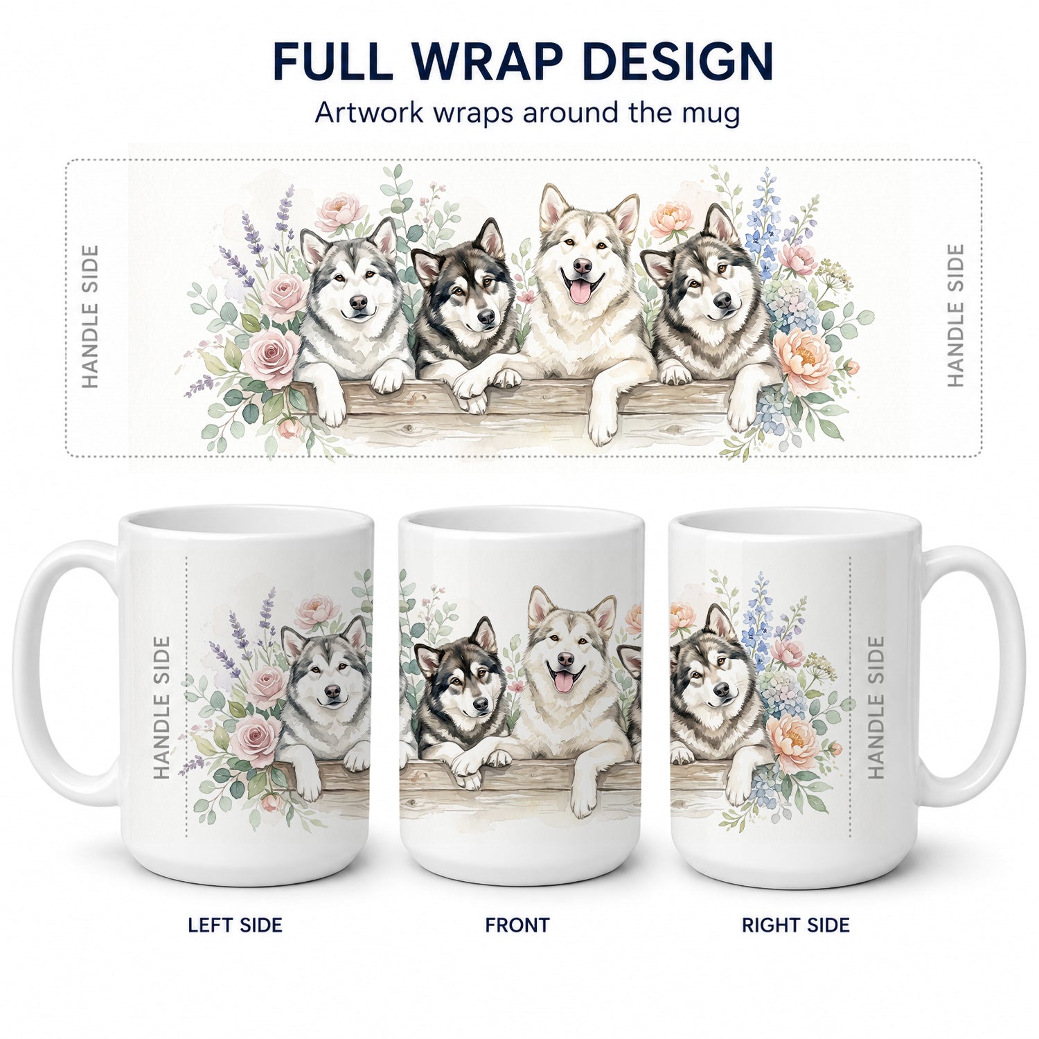 Alaskan Malamute Ceramic Coffee Mug 15 oz Decorative Large C Handle Mug Cup for Tea, Cocoa Hot Chocolate