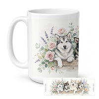 Alaskan Malamute Ceramic Coffee Mug 15 oz Decorative Large C Handle Mug Cup for Tea, Cocoa Hot Chocolate