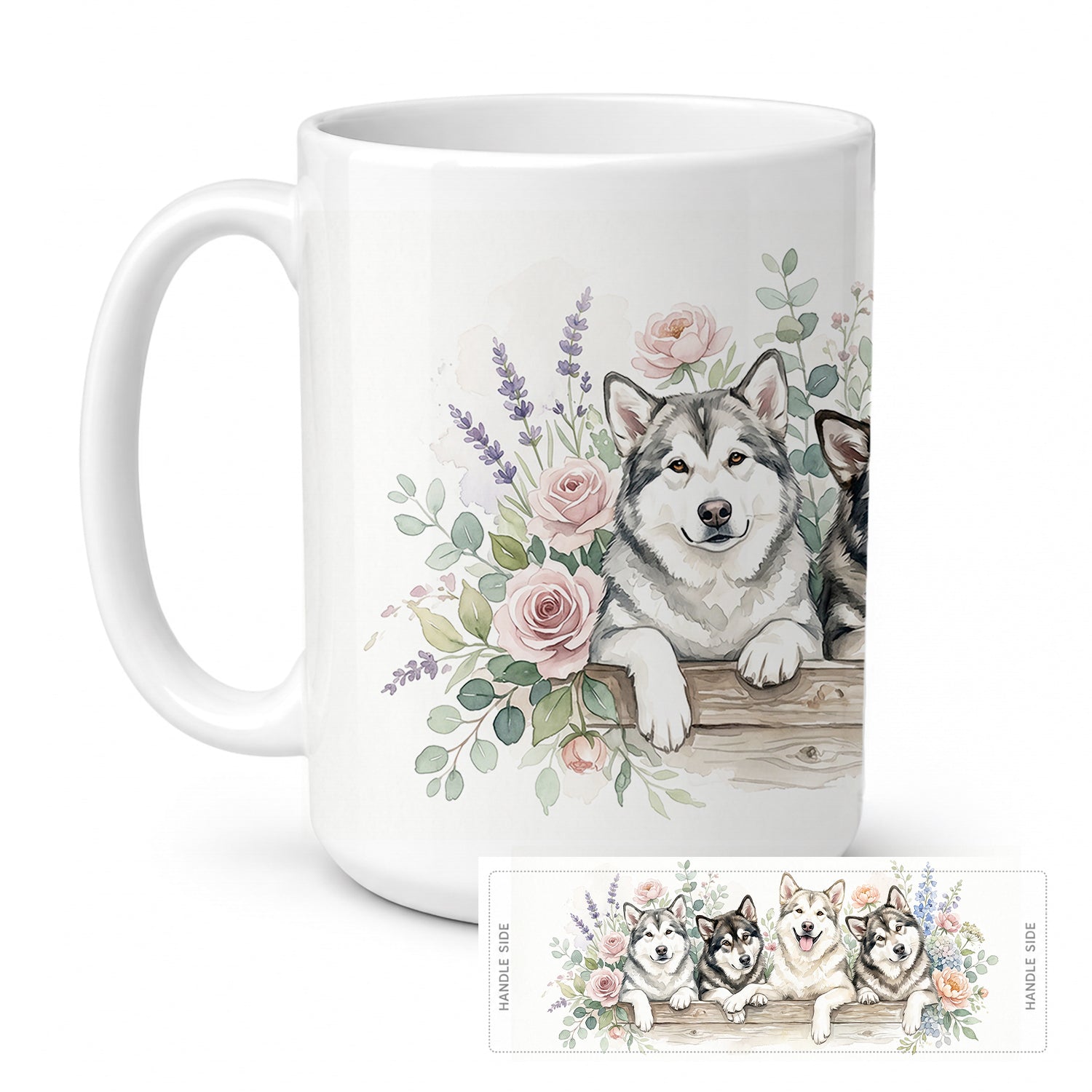 Alaskan Malamute Ceramic Coffee Mug 15 oz Decorative Large C Handle Mug Cup for Tea, Cocoa Hot Chocolate