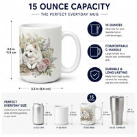 American Eskimo Ceramic Coffee Mug 15 oz Decorative Large C Handle Mug Cup for Tea, Cocoa Hot Chocolate