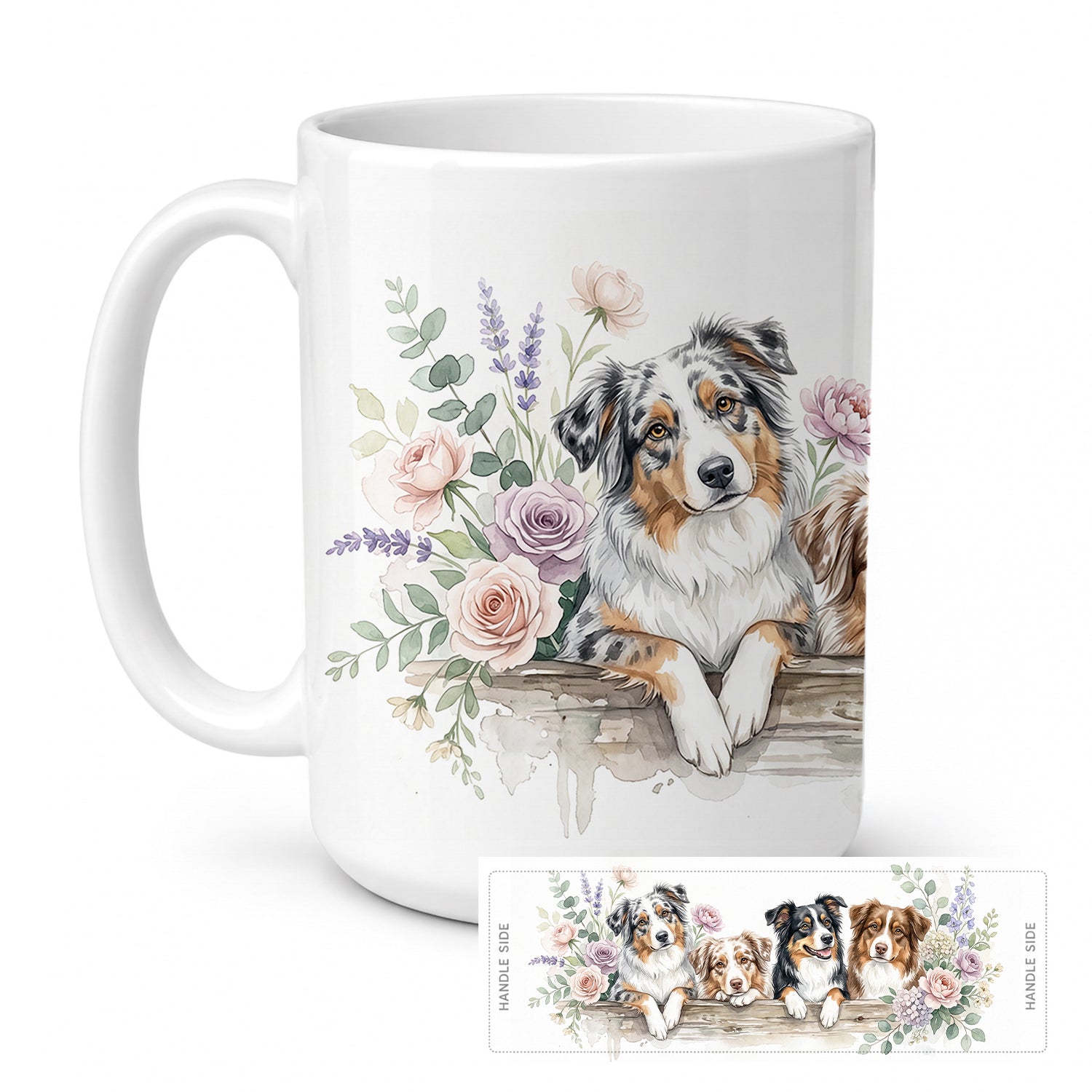 Australian Shepherd Ceramic Coffee Mug 15 oz Decorative Large C Handle Mug Cup for Tea, Cocoa Hot Chocolate