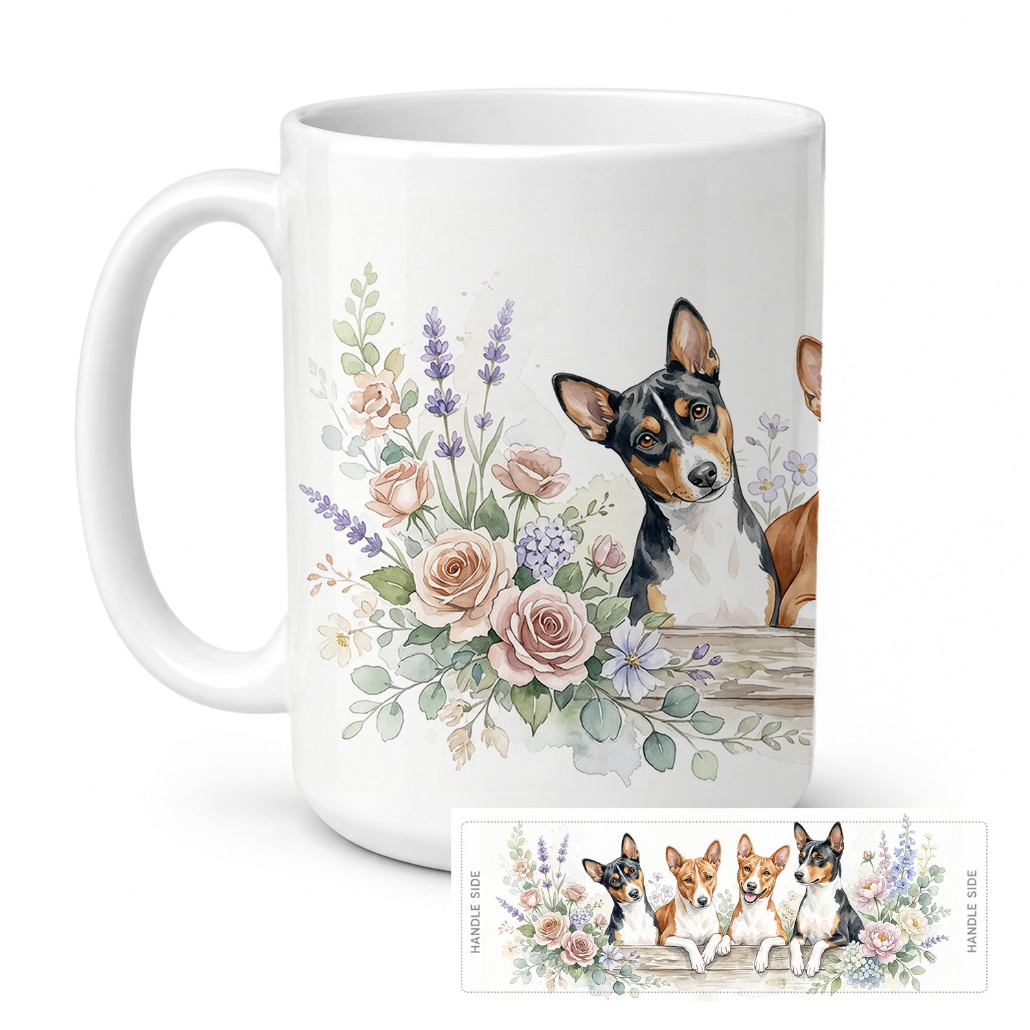 Basenji Ceramic Coffee Mug 15 oz Decorative Large C Handle Mug Cup for Tea, Cocoa Hot Chocolate