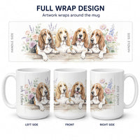 Basset Hound Ceramic Coffee Mug 15 oz Decorative Large C Handle Mug Cup for Tea, Cocoa Hot Chocolate