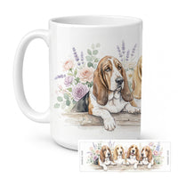 Basset Hound Ceramic Coffee Mug 15 oz Decorative Large C Handle Mug Cup for Tea, Cocoa Hot Chocolate