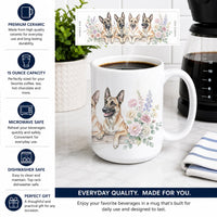 Belgian Malinois Ceramic Coffee Mug 15 oz Decorative Large C Handle Mug Cup for Tea, Cocoa Hot Chocolate