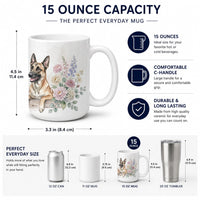 Belgian Malinois Ceramic Coffee Mug 15 oz Decorative Large C Handle Mug Cup for Tea, Cocoa Hot Chocolate