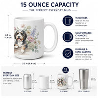 Bernedoodle Ceramic Coffee Mug 15 oz Decorative Large C Handle Mug Cup for Tea, Cocoa Hot Chocolate