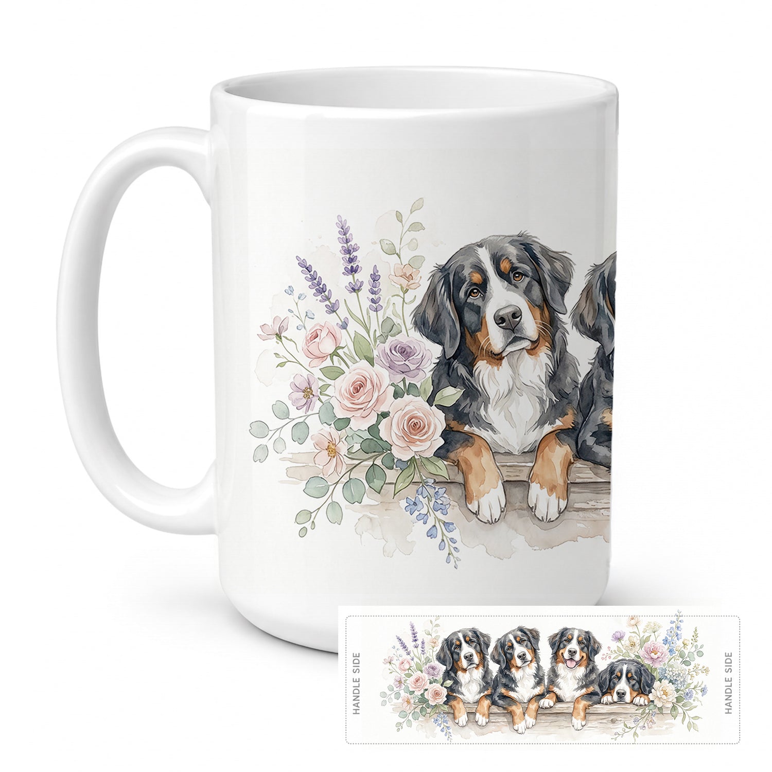 Bernese Mountain Dog Ceramic Coffee Mug 15 oz Decorative Large C Handle Mug Cup for Tea, Cocoa Hot Chocolate